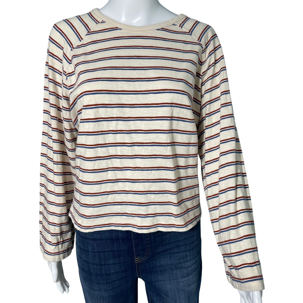 Madewell Cotton Breton Striped Long Sleeve Coastal Casual Basics Classic Top